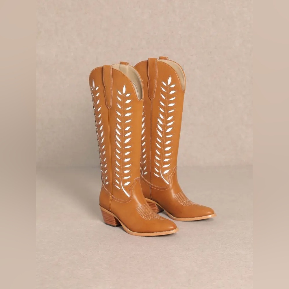 NWOB Mi iM INLAY Camel/Tan Samara Stitch Western Cowboy Boots Size: 6.5